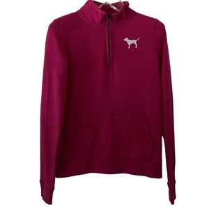Victoria's Secret PINK Dog & Love Pink Back Logo 1/4 Zip Sweatshirt - Size SP